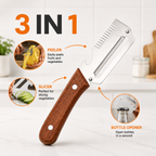 3-in-1 Pet Grooming Tool | Stripping Comb, Thinning Knife &amp; Dematting Comb – Wooden Handle