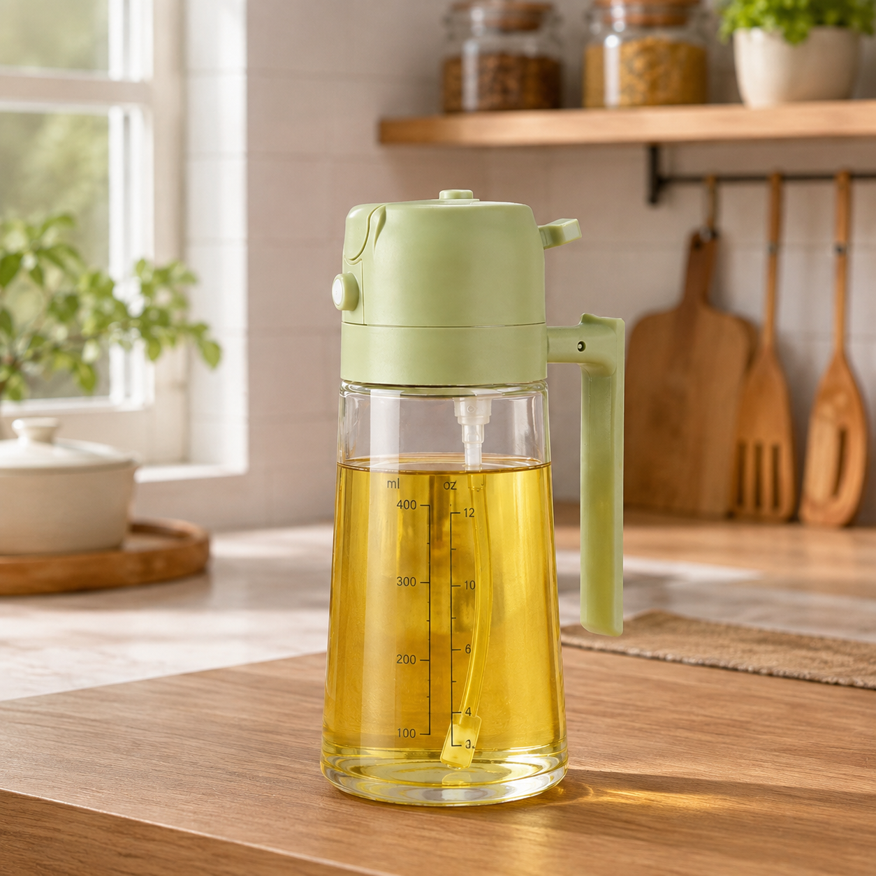 🌿 Shopryz 2-in-1 Premium Oil Sprayer & Dispenser | 400ml Glass Bottle | Spray & Pour | Air Fryer, Grill, Baking | Healthy Cooking | Home Made Quality