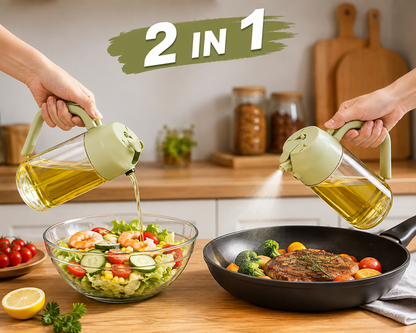 🌿 Shopryz 2-in-1 Premium Oil Sprayer & Dispenser | 400ml Glass Bottle | Spray & Pour | Air Fryer, Grill, Baking | Healthy Cooking | Home Made Quality