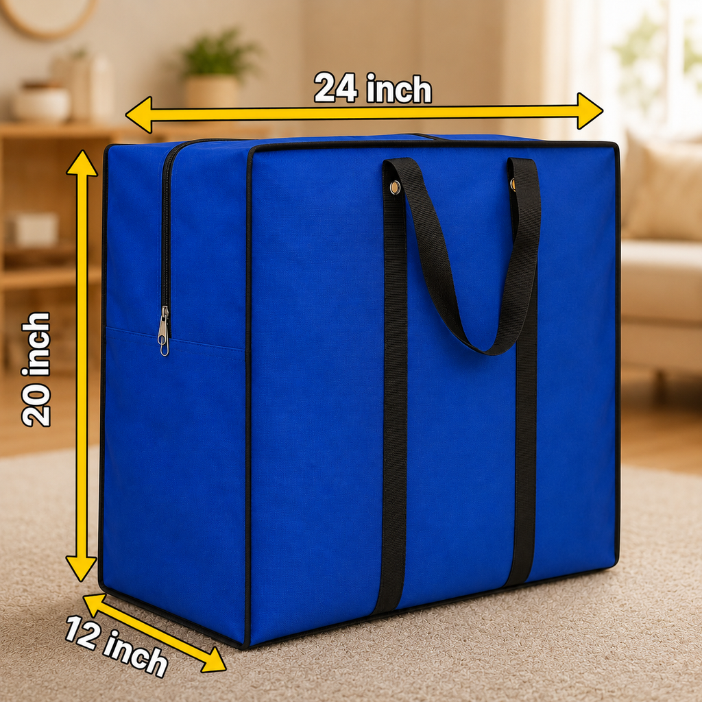 SHOPRYZ Royal Blue Storage Bag showing size and capacity