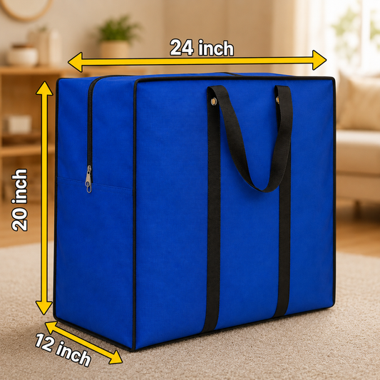 SHOPRYZ Royal Blue Storage Bag showing size and capacity