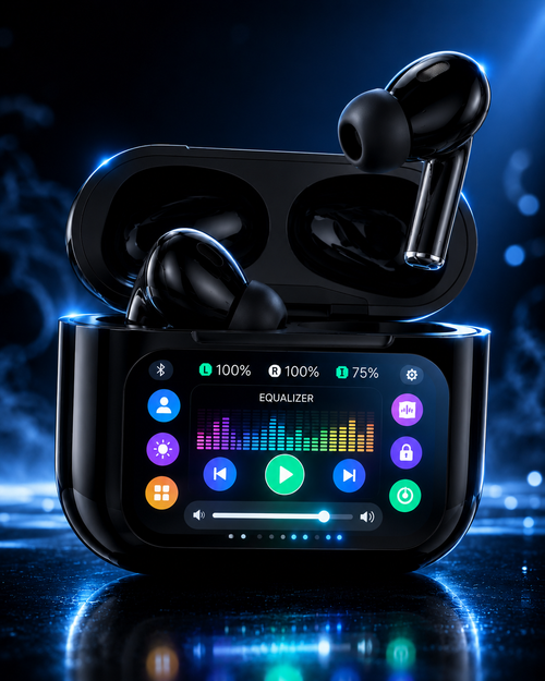 SHOPRYZ Air 9 Pro Wireless Earbuds touch screen display close-up